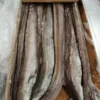Rows of whole frozen eels with silver-brown skin in a bulk wholesale box, labeled "2000-3000" for premium frozen seafood distribution.