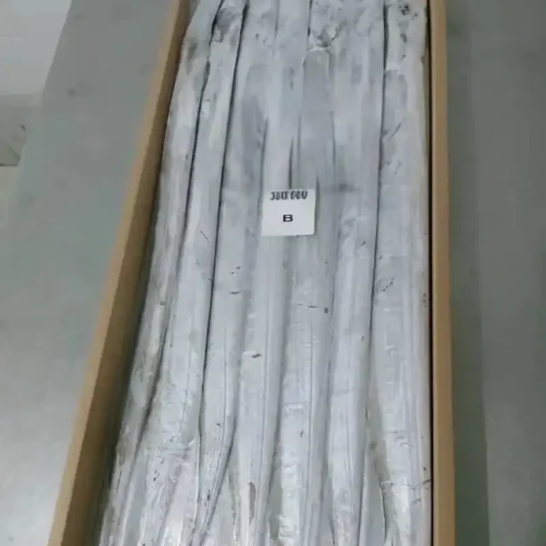 Premium ribbon fish with a distinct silver sheen layered in a bulk shipping box for the frozen seafood market.